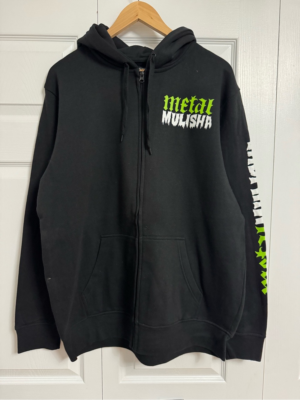Metal Mulisha Black Hoodie with Neon Green Logo - Men's Full Zip